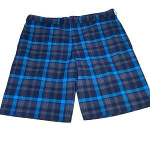 Nike NikeGolf Dri-Fit Golf Shorts Blue Plaid Size 40